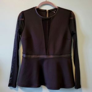 CHIC Black Peplum with Sheer Panel